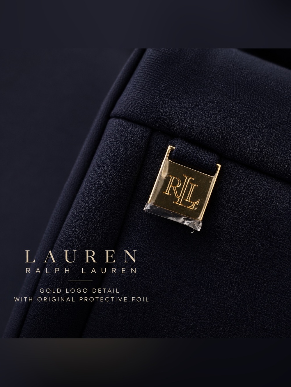 Lauren Ralph Lauren Navy Stretch Ankle Pants XL with Gold Logo Detail - Picture 5 of 7